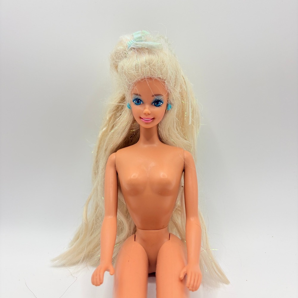 Mattel Vintage Mermaid Barbie 1991 Blonde Tinsel Hair Blue Eyes Doll 11.5 inch
